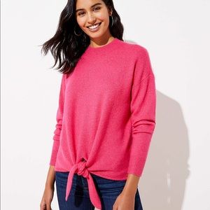 LOFT Plus Tie Hem Sweater in Pink
